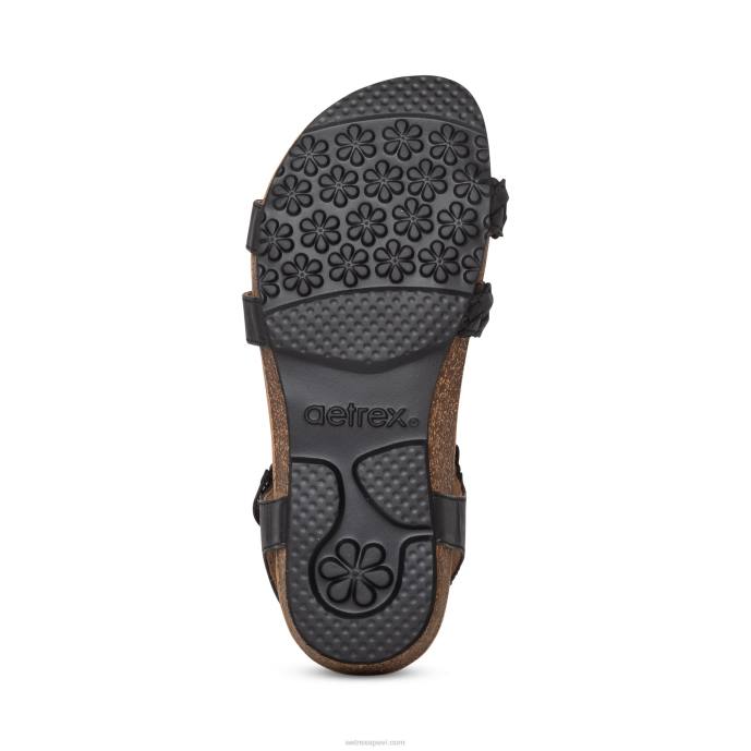 sievietes Aetrex Reese regulējamas gladiatora sandales LHF6169 melns