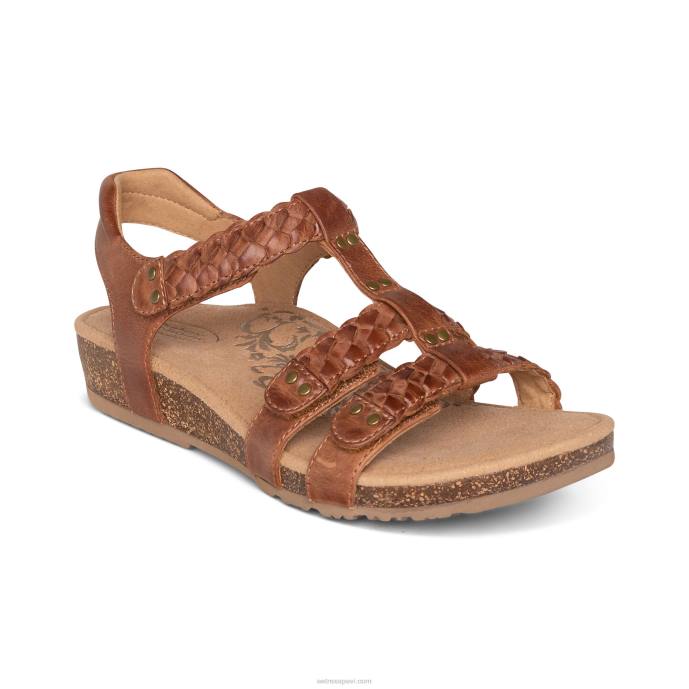 sievietes Aetrex Reese regulējamas gladiatora sandales LHF671 konjaks/brūns