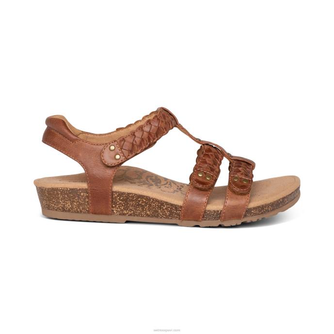 sievietes Aetrex Reese regulējamas gladiatora sandales LHF671 konjaks/brūns