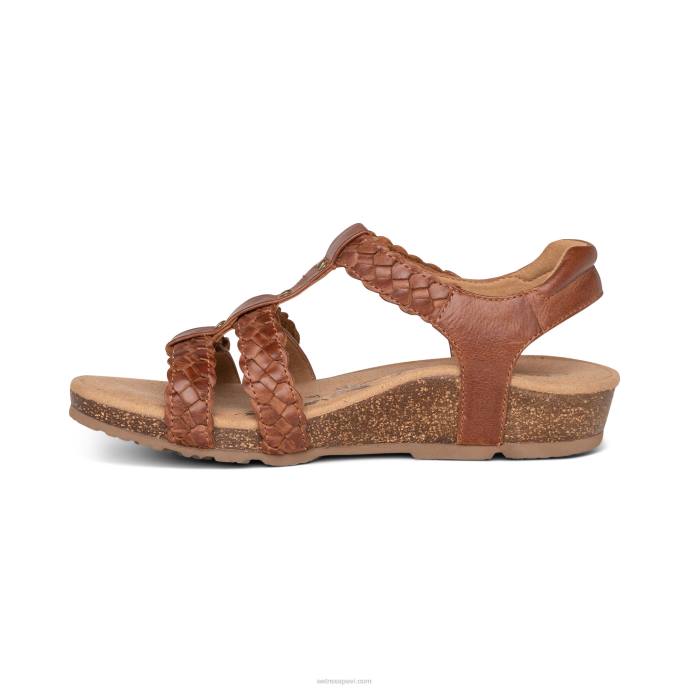 sievietes Aetrex Reese regulējamas gladiatora sandales LHF671 konjaks/brūns