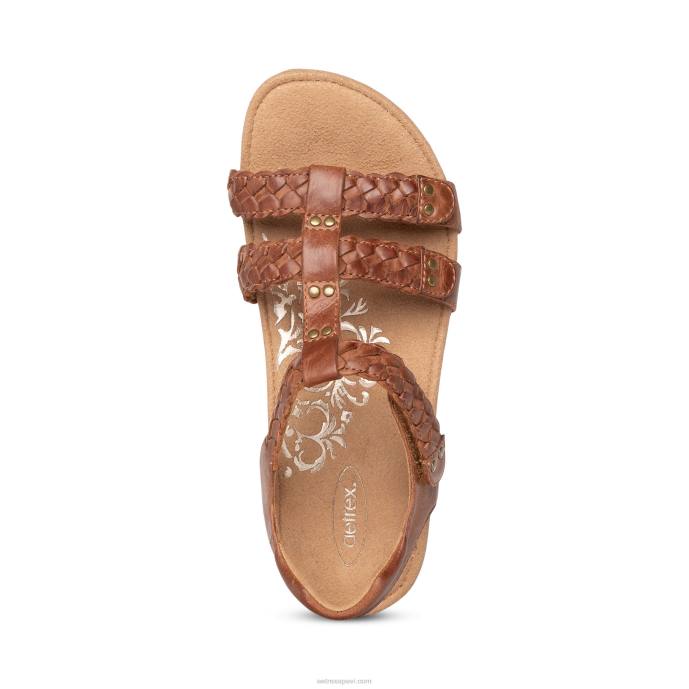 sievietes Aetrex Reese regulējamas gladiatora sandales LHF671 konjaks/brūns