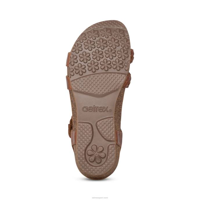 sievietes Aetrex Reese regulējamas gladiatora sandales LHF671 konjaks/brūns