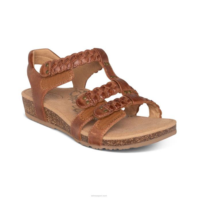 sievietes Aetrex Reese regulējamas gladiatora sandales LHF671 konjaks/brūns