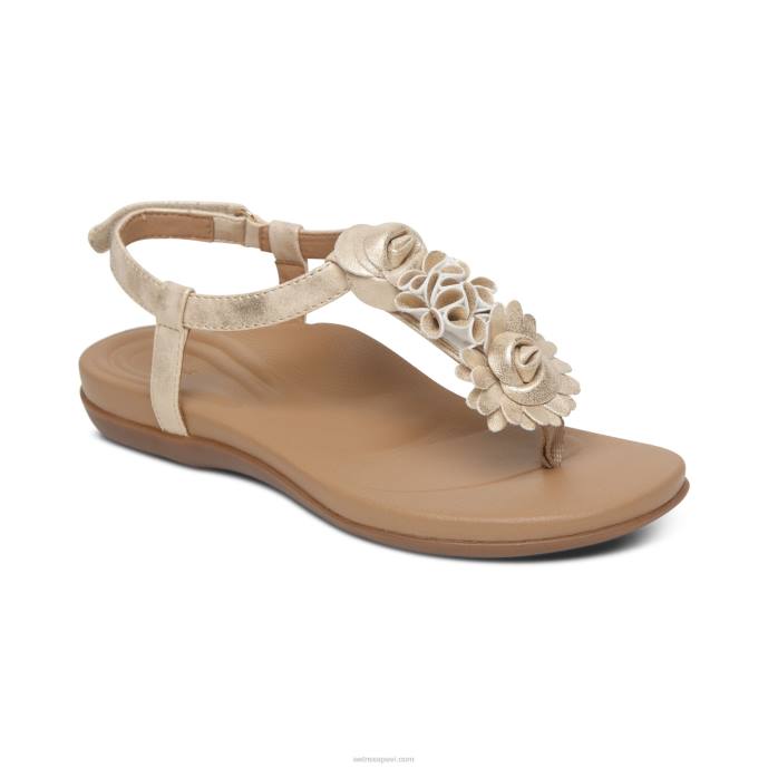 sievietes Aetrex charli string sandales LHF6137 šampanietis