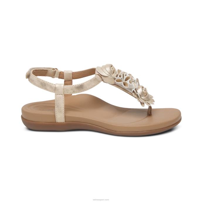 sievietes Aetrex charli string sandales LHF6137 šampanietis