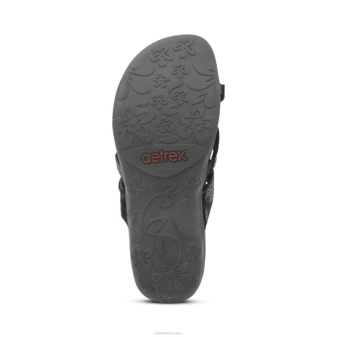 sievietes Aetrex izzy regulējamas bīdāmās sandales LHF6109 melns dzirksts
