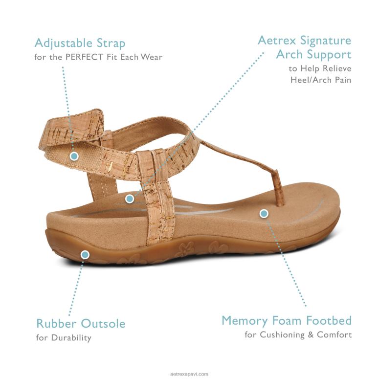 sievietes Aetrex jane string sandales P0H0D250 zelts