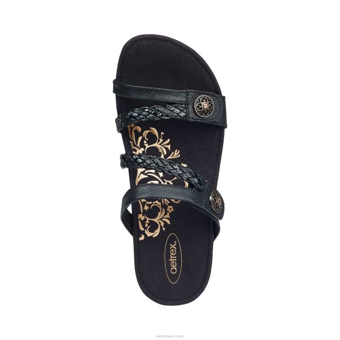 sievietes Aetrex janey braided slide LHF619 melns