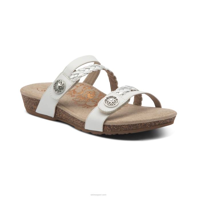 sievietes Aetrex janey braided slide LHF626 balts