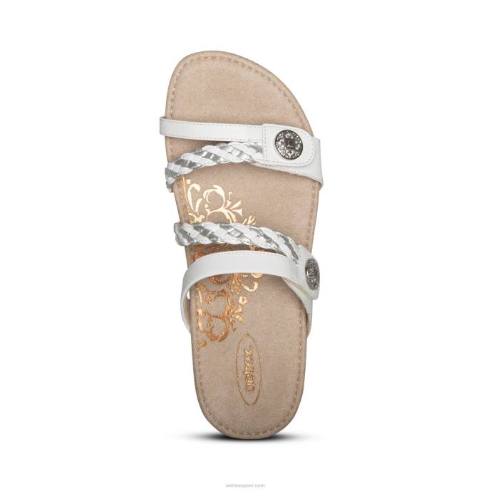 sievietes Aetrex janey braided slide LHF626 balts