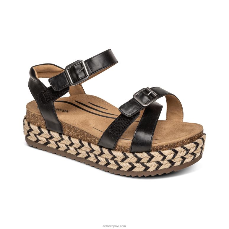 sievietes Aetrex paula platformas sandales P0H0D251 melns