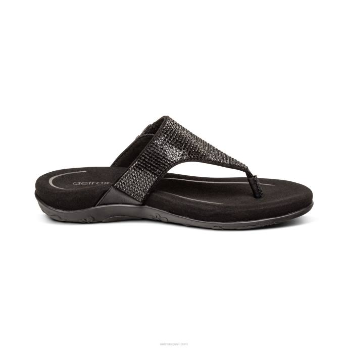 sievietes Aetrex rae regulējamas siksnu sandales LHF6236 melns