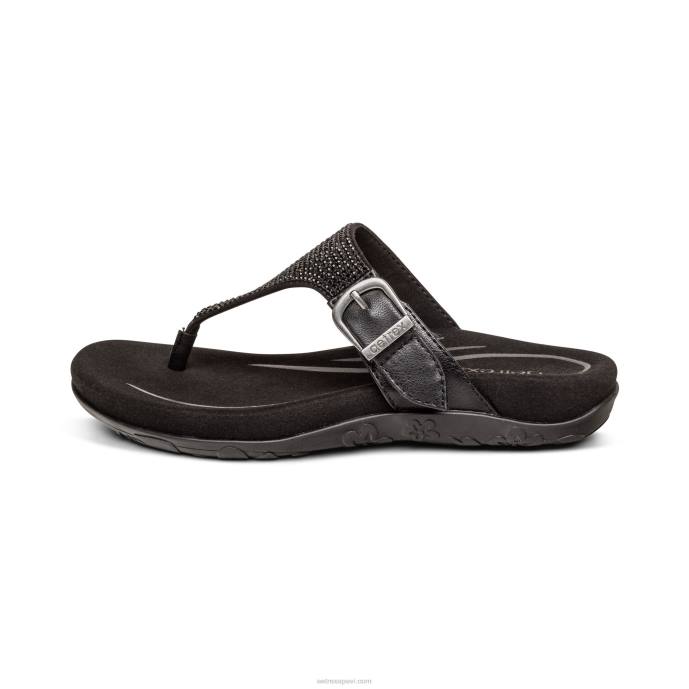 sievietes Aetrex rae regulējamas siksnu sandales LHF6236 melns