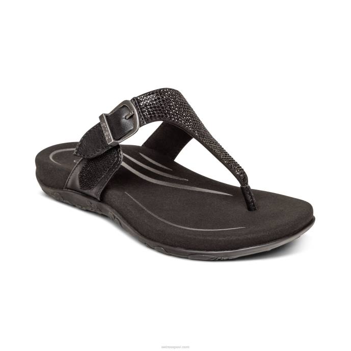 sievietes Aetrex rae regulējamas siksnu sandales LHF6236 melns